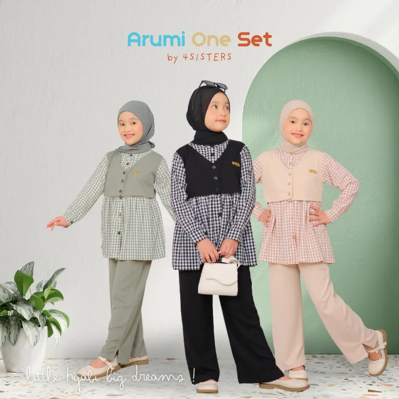 4SISTERS Arumi One Set – Setelan Anak Perempuan Cewek Lucu Rompi Modis Premium