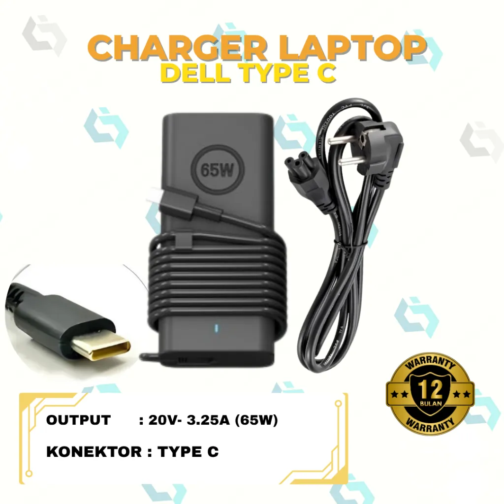 Adaptor charger Dell Latitude E7280 E7289 7390 65W/90W type C Dell XPS GARANSI 1 TAHUN