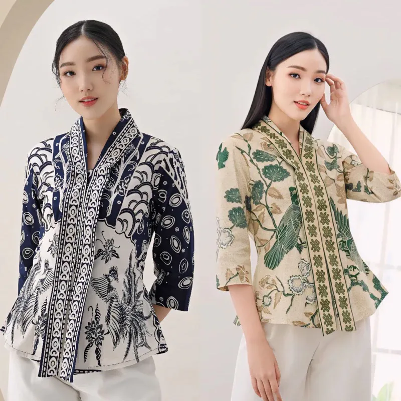 Emma Fitted Top - Atasan Batik Modern Wanita Lucu Cantik - Batik Wanita Modern - Batik Etnik - Batik Batwing - Atasan Batik - Batik Cantik - Batik Kerja - Batik Murah - Batik Premium - Batik Burung -HVmode - Pikoi - Batik Kerja Kantor