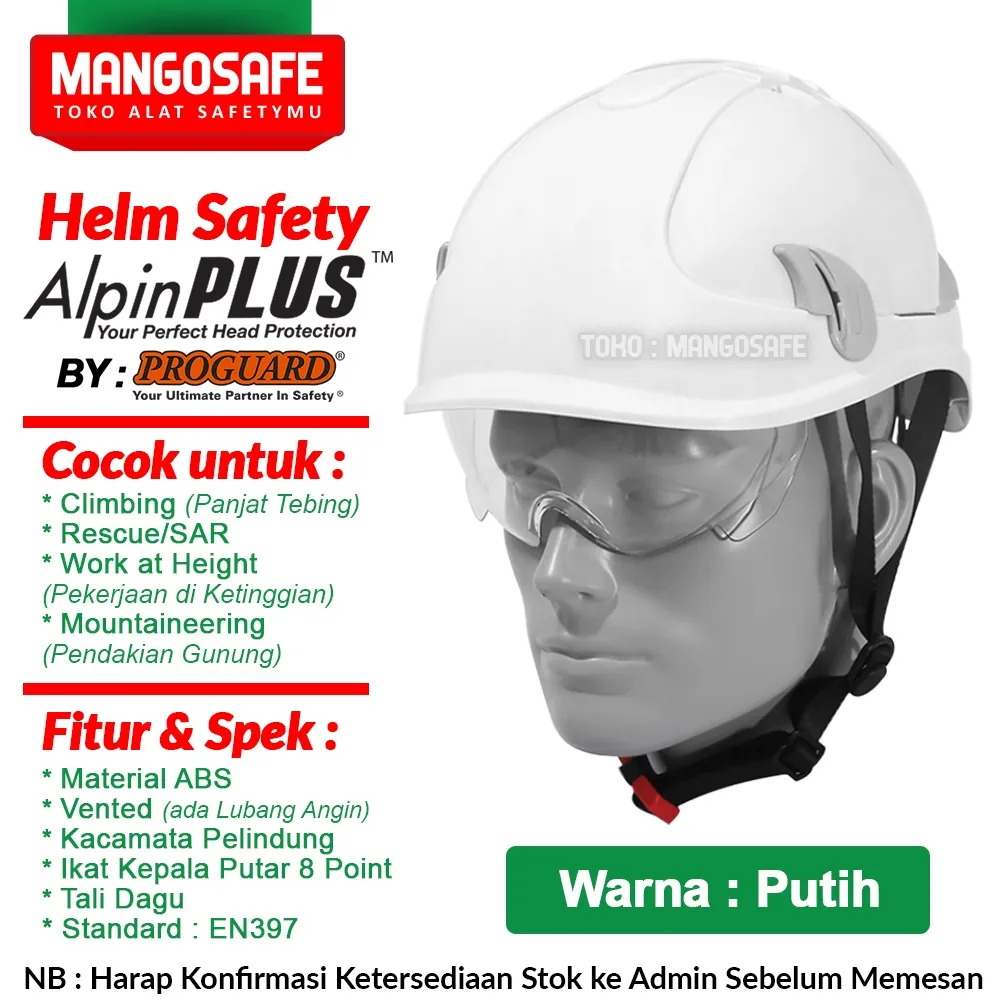 Helm Climbing Proguard ALPINPLUS warna Putih / Helm Proyek Safety Helmet Alpin Plus Extreme Sport White / Pelindung Kepala Panjat Tebing Mountaineering Rescue SAR aktivitas Olahraga Ekstrim Outdoor