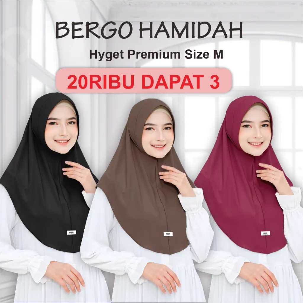 (20RIBU DAPAT 3) BERGO HAMIDAH INSTAN SIZE M MENUTUP DADA LABEL BESI BY ASSYLA HIJAB PREMIUM