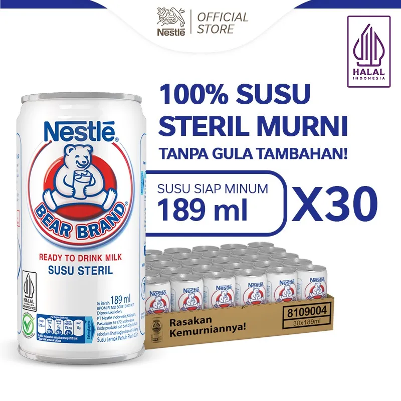 BEAR BRAND Susu Kaleng Susu Beruang Susu Steril 189ml x 30 pcs