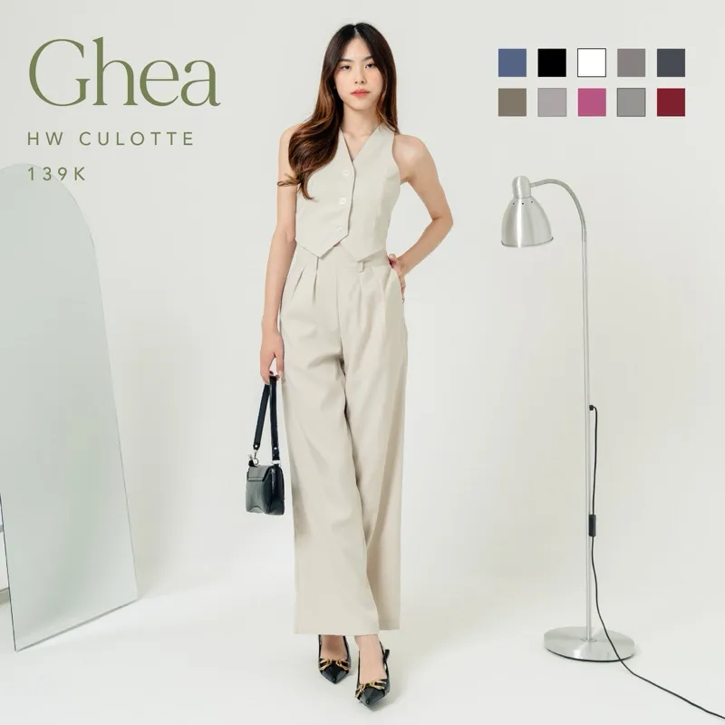 Ghea HW Culotte —— Ocha Wear | Celana Panjang Cargo Kulot Wanita | High Waist Cullote Pants