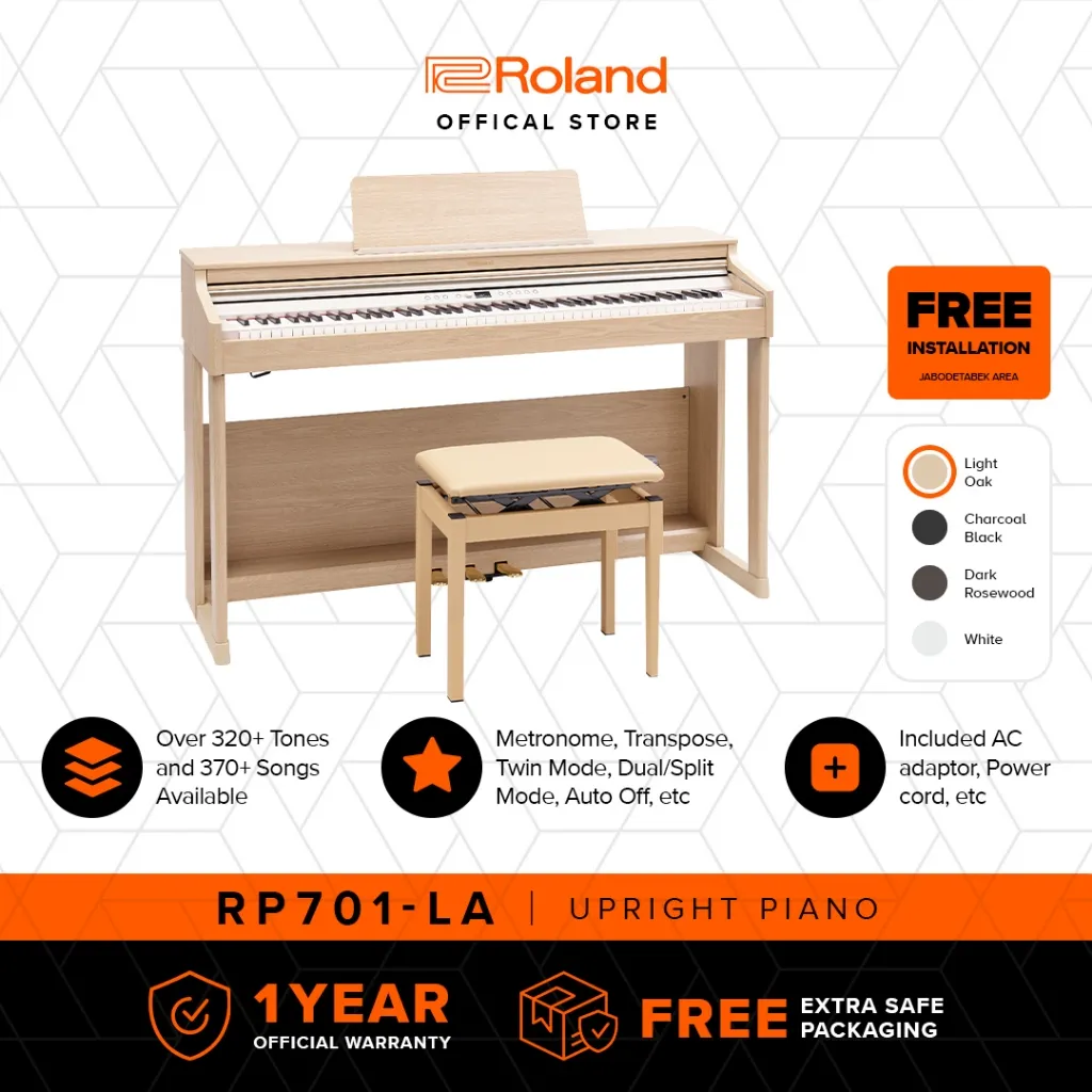 Roland RP701 Digital Piano (Light Oak) Termasuk Kursi Piano Roland BNC-05 Adjustable