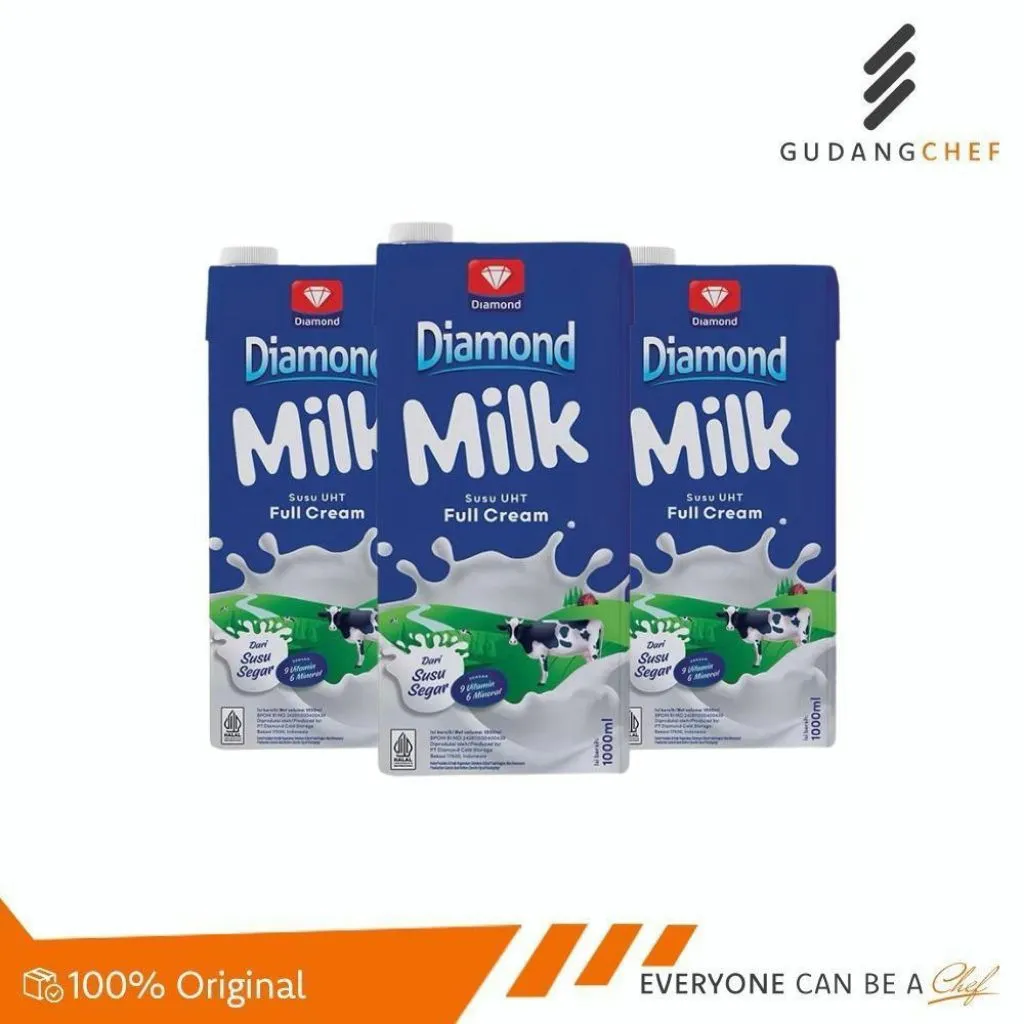 Diamond UHT Full Cream Milk - Susu Cair Full Cream 1 Litter