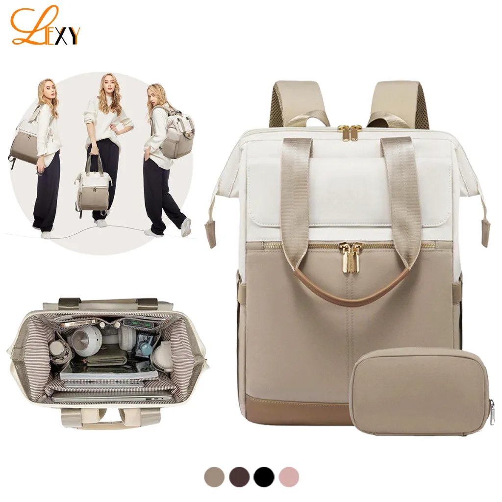 LEXY Set 2 in 1 Tas Ransel Wanita Tas Ransel Laptop 15,6 inch Tahan Air Tas Sekolah Wanita Backpack