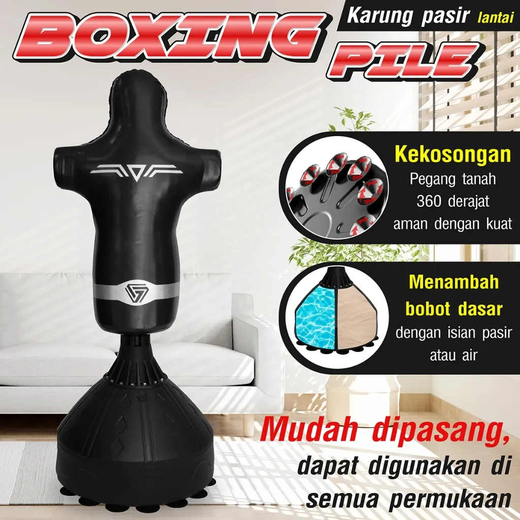 BG SPORT Samsak Tinju Berdiri Punchbag Dewasa Boxing Gloves Sarung Tangan Olaharaga Muay Thai