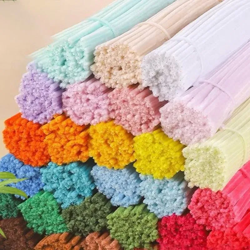 (100pcs) -+8mm x 30Cm Kawat Bulu Mercy Tebal Mix/Mainan Anak Craft Diy Kerajinan Tangan/ Mix Warna Kawat Bulu Pipe Cleaner