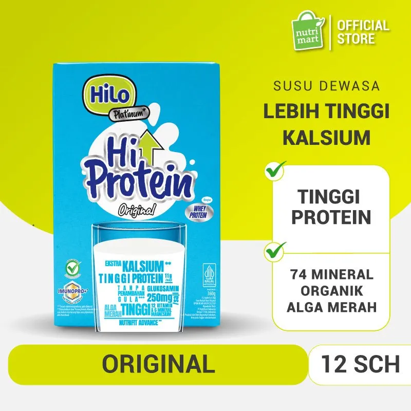 HiLo Platinum Original 360 gram (12 Sachet) - Susu Tinggi Kalsium Lebih Rendah Lemak