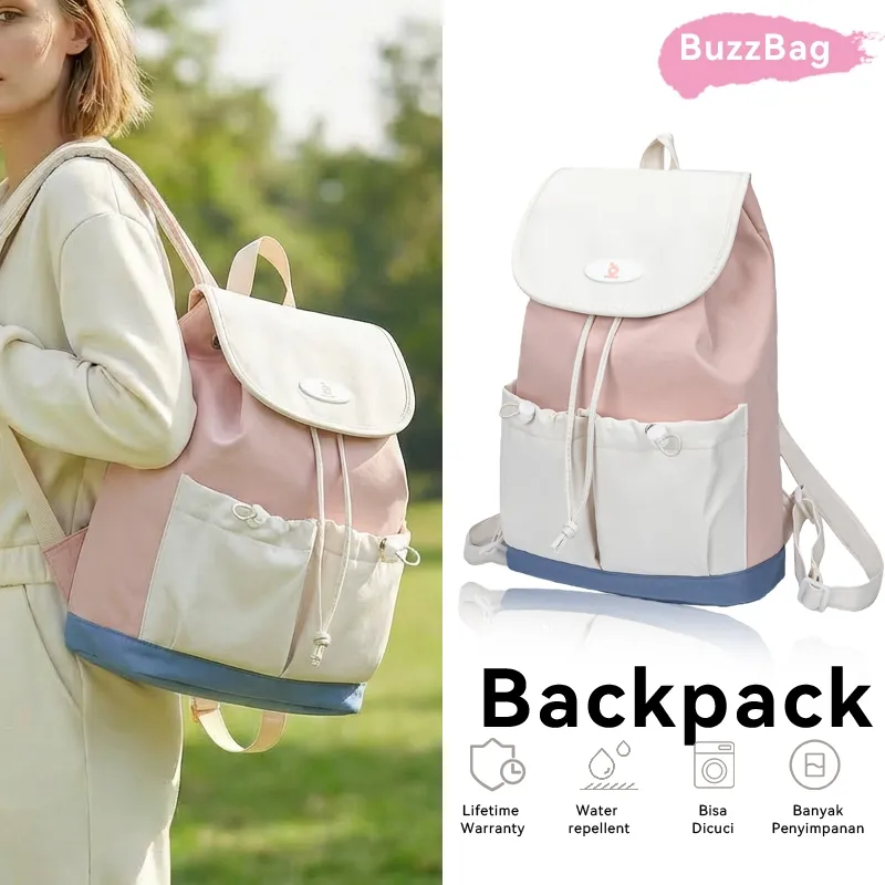 BuzzBag - Tas sekolah bergaya Korea dengan sentuhan feminin yang cocok untuk santai, tas tangan dan tas ransel wanita korea tas sekolah tas ransel sekolah wanita ransel multifungsi tas ransel korea