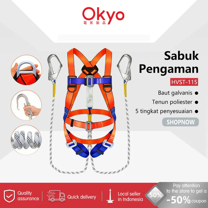 3M/2M Full Body Safety Harness with Heavy-Duty Hook & Shock Absorber Lanyard - Construction Fall Protection Climbing Gear