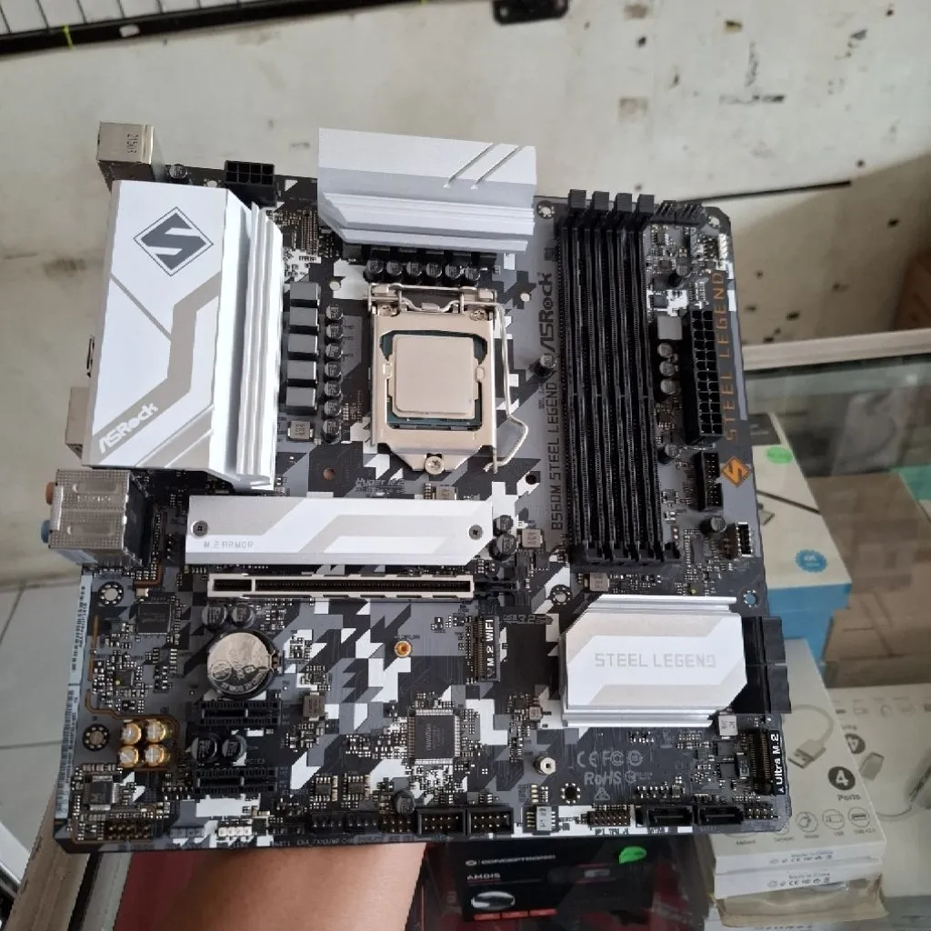 MOTHERBOARD ASROCK B560M STEEL LEGEND + PROCESSOR INTEL CORE I5 10400F 10THN LGA 1200 LIKE NEW