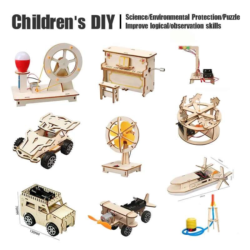 DOSOMA DIY Rakitan Puzzle Kayu Science Hand Generator Electric Power Science Experiment Diy Handmade Material DIY Hadiah