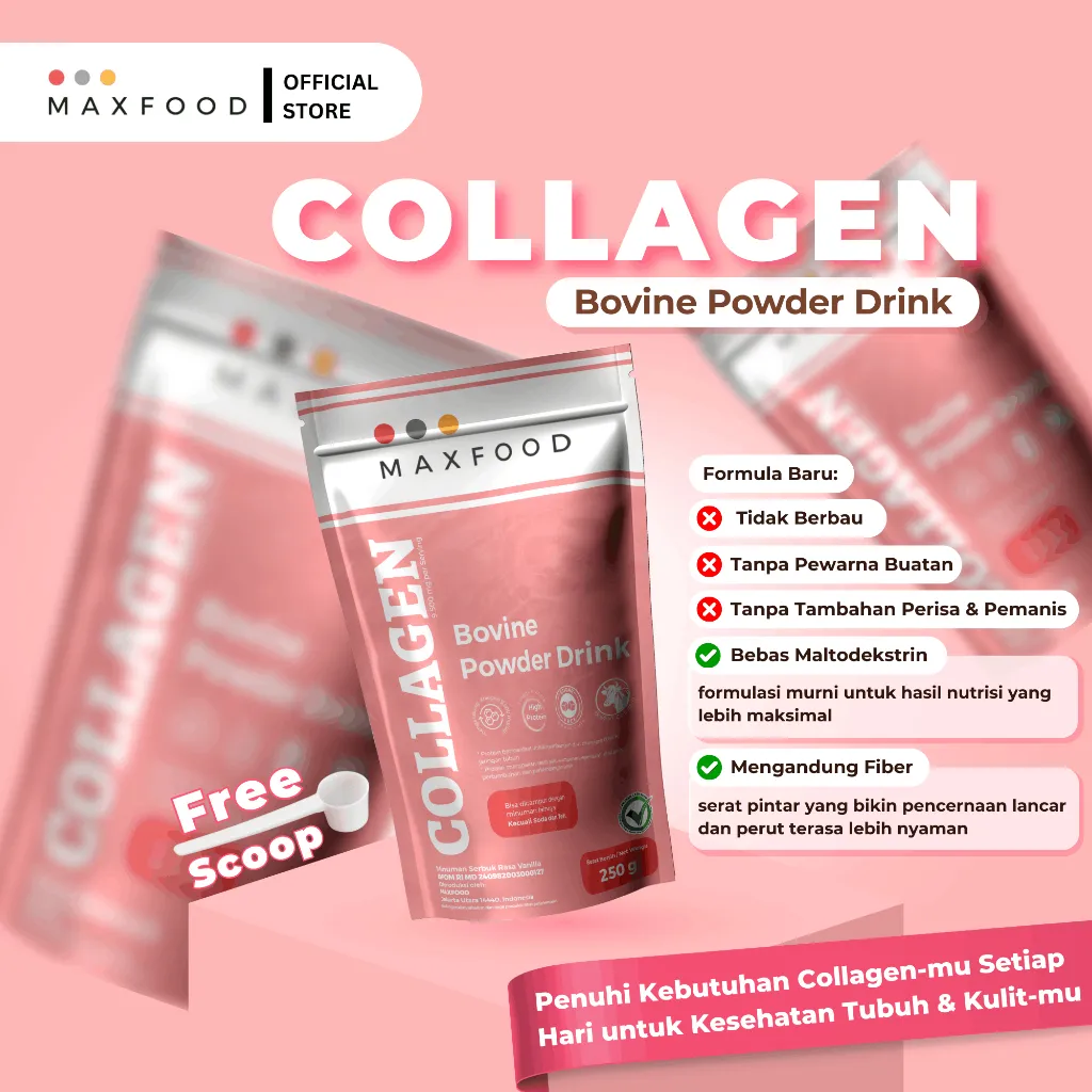 MAXFOOD - Pure Hydrolized Bovine Collagen / Bubuk Kolagen Sapi Murni  250 GR