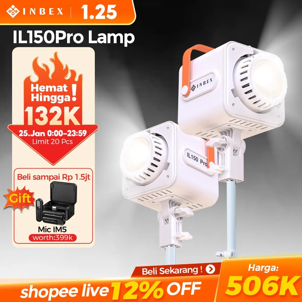 [150K OFF-Garansi 1 Thn] INBEX IL150Pro COB Lampu live Studio Konten Profession Lighting Live Streaming Photography Video CRI 95