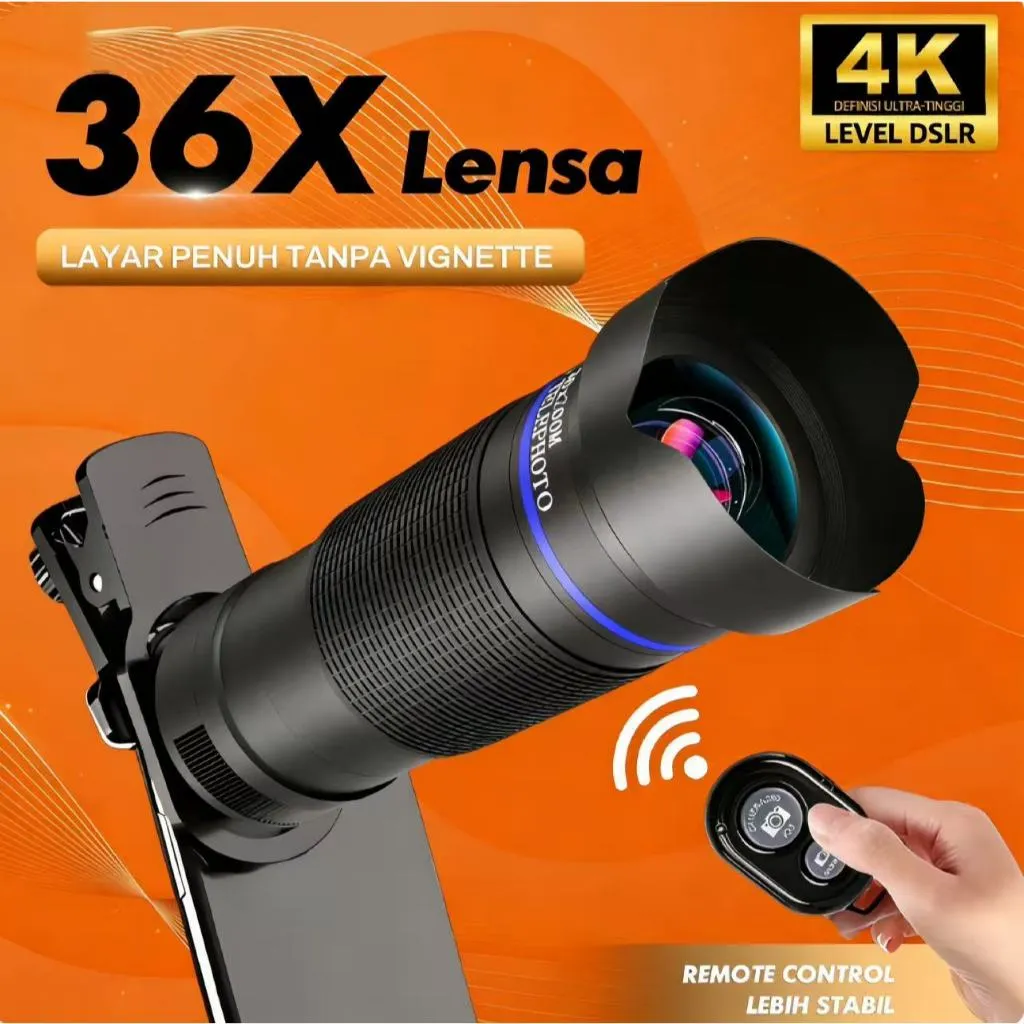 [Big Sale] Phone Camera Telecope Lensa 36X Telephoto 3in1 28X25 Zoom 60X Macro Wide Angel Lens Kit for Cellphone Hp Tripod Kamera Handphone