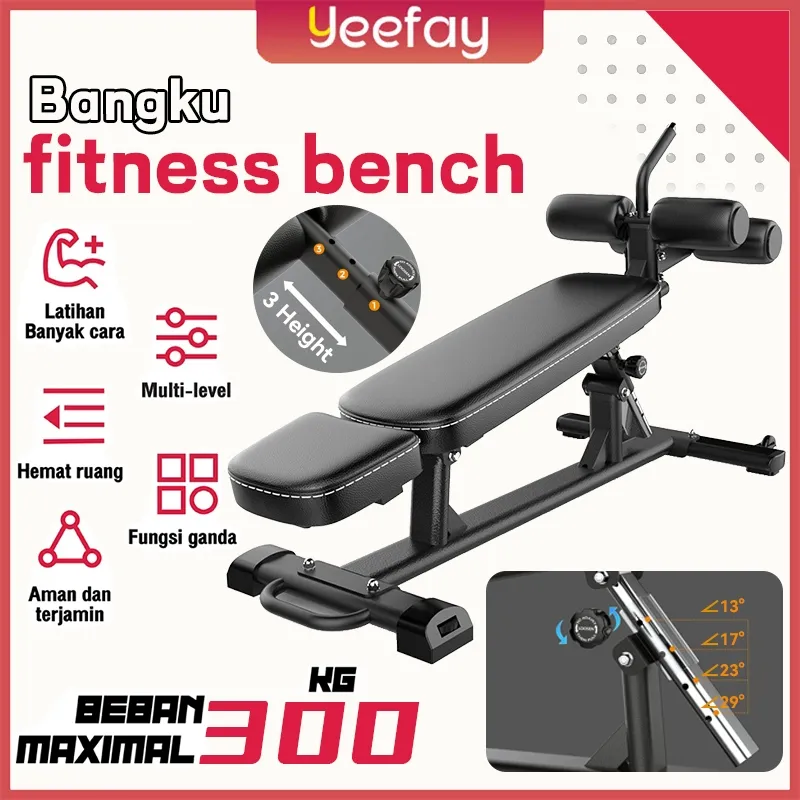 Bangku fitness bench Pelat latihan perut peralatan fitnes sit-up bangku bench press multi-fungsi bangku gym adjustable bench YEL