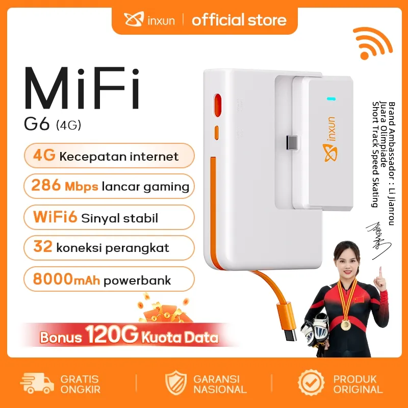 COD G6 PocketWifi Powerbank modem wifi all operator 4Gmifi XinXun Wifi6 modem portable kartu telkomsel modem4G javamifi 286Mbps4G High Speed WIfi6 TP Link Telkomsel Orbit Tanpa Batasan Penggunaan all operator kuota internet 2.4Ghz unlimited dinas jalan