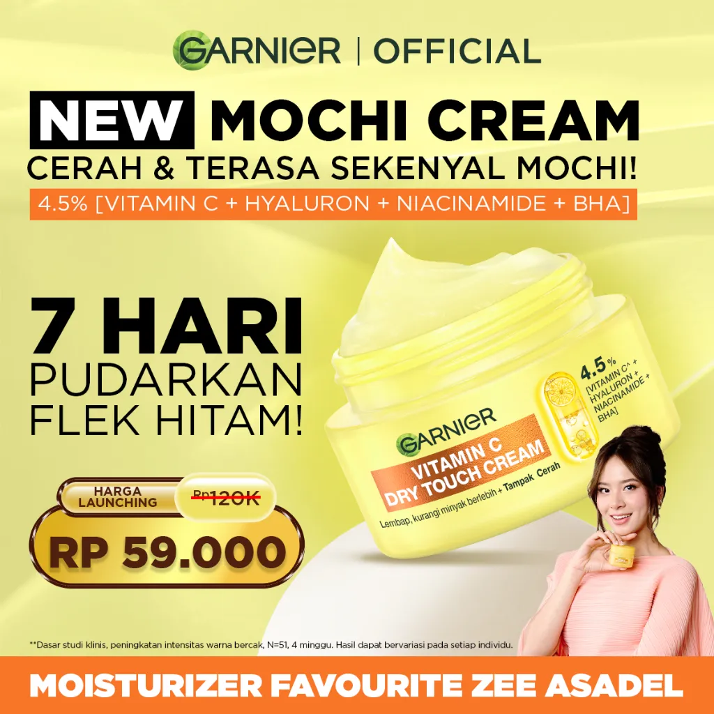 [BRAND DAY SALE] GARNIER Mochi Dry Touch Cream 50ML Moisturizer Pelembab Wajah 4.5% Vitamin C / Niacinamide / Salicylic Acid Skin Barrier Skincare Set Krim Siang Krim Malam Day Cream Serum Tone Up Cream Pemutih Wajah Soothing Balm Kulit Kering