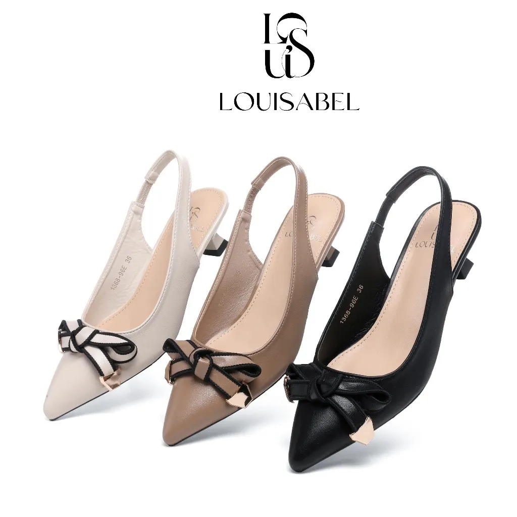 LOUISABEL Bow Diva Slingback High Heels Sepatu Wanita Import LSB-1368-96E