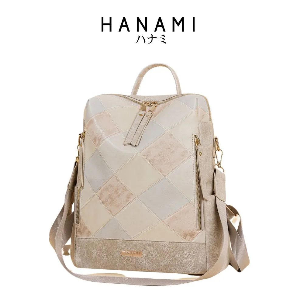 HANAMI Tas Ransel Wanita Calestra Kulit Grey Terbaru Murah Kekinian Bacpack Cantik Sekolah TA1043G2