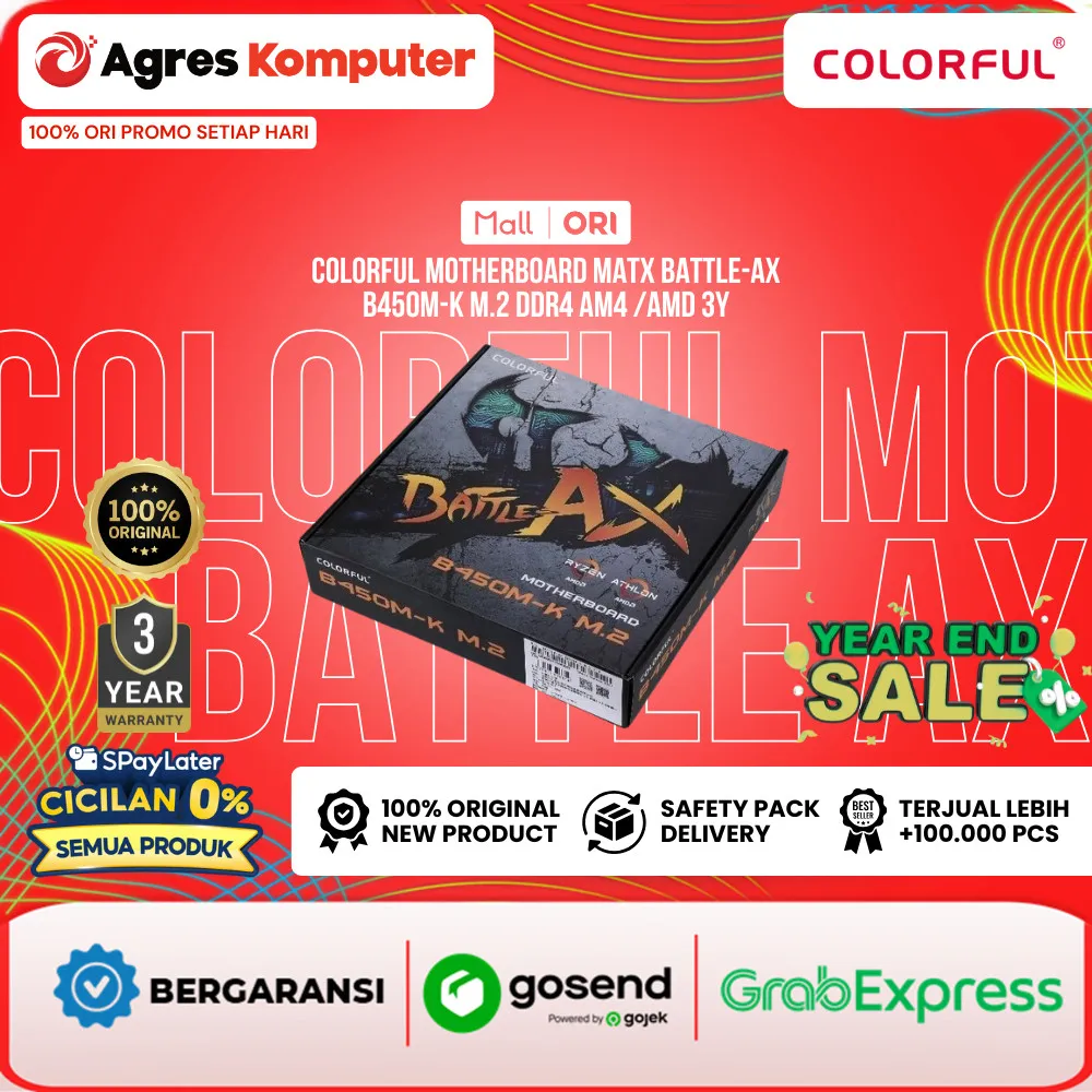 COLORFUL MOTHERBOARD MATX BATTLE-AX B450M-K M.2 DDR4 AM4 /AMD 3Y