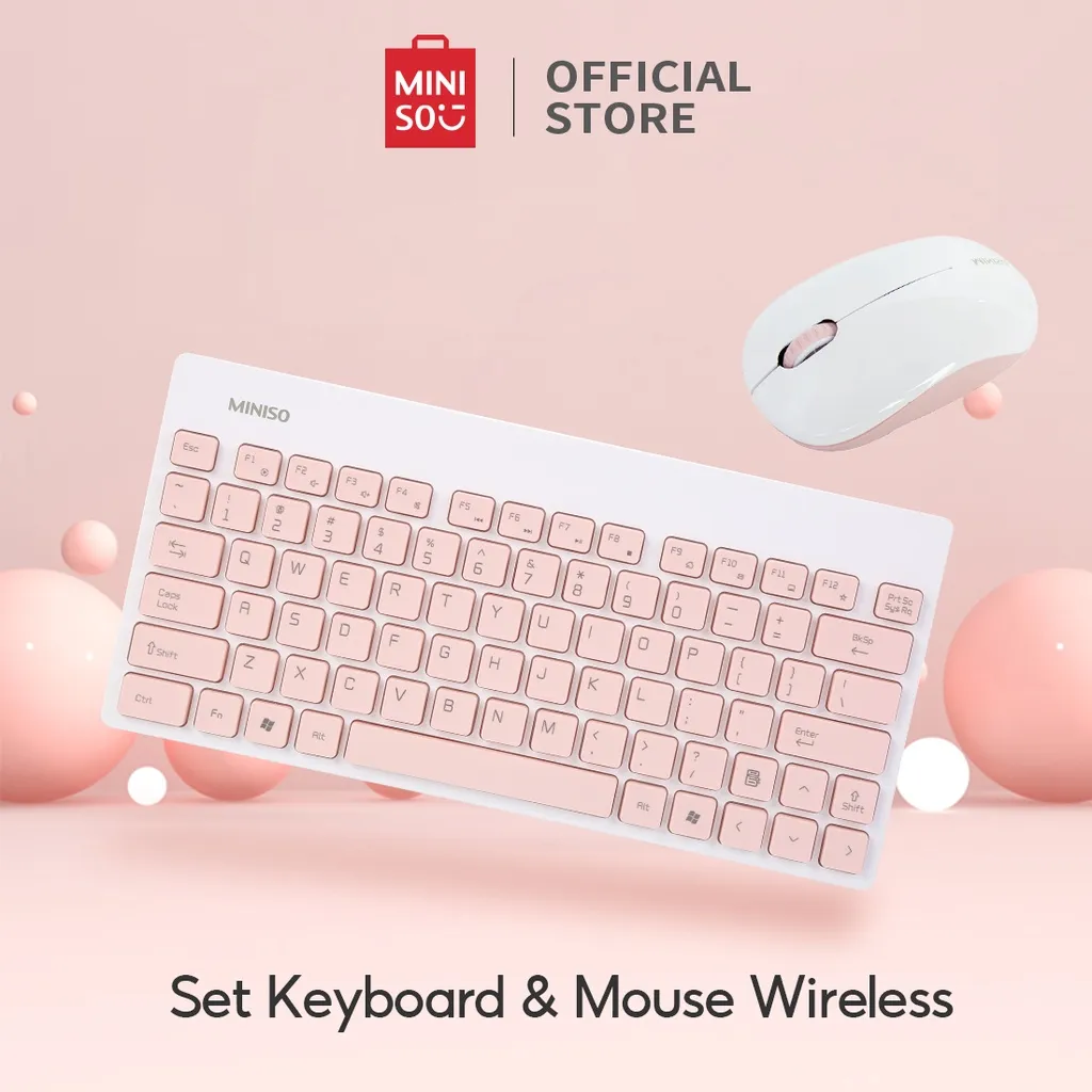 MINISO Set Keyboard dan Mouse Wireless Mini Computer Laptop Combo Keyboard Mouse USB Portable