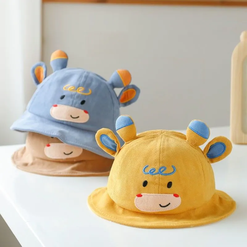 TB032 Topi Bucket Bulat Bundar Bayi Motif Sapi Cow Fisherman hat baby Premium