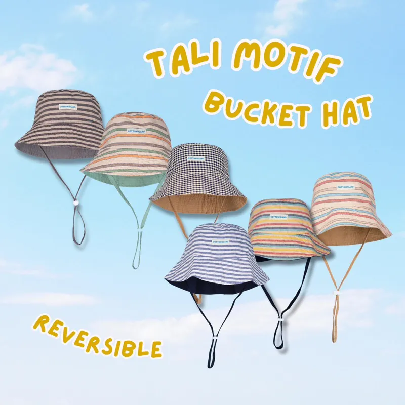 COTTON ISLAND BUCKET HAT TALI MOTIF I REVERSIBLE BUCKET HAT I BUCKET HAT UNISEX I TOPI DEWASA