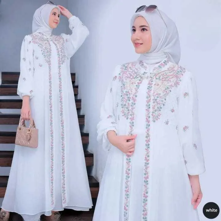 Najah Fashion Desayu Abaya Lebaran 2026 Kekinian Bahan Cringkel Airflow Mix Bordir Bisa Cod