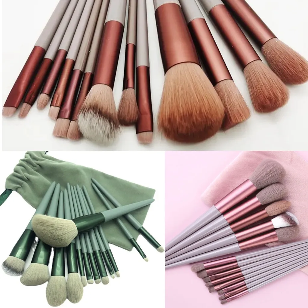 13pcs Make Up Brush Set Kuas Make Up dengan Pouch Set Brush Makeup Kuas Wajah Brush Lembut Serbaguna Eyeshadow Brush Blush On Brush