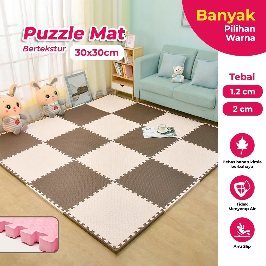 PUZZLE LANTAI KELAS PREMIUM ADA PENUTUP TEBAL 12MM & 20MM UK 30 X 30CM PER PACK KARPET PUZZLE LANTAI EVA