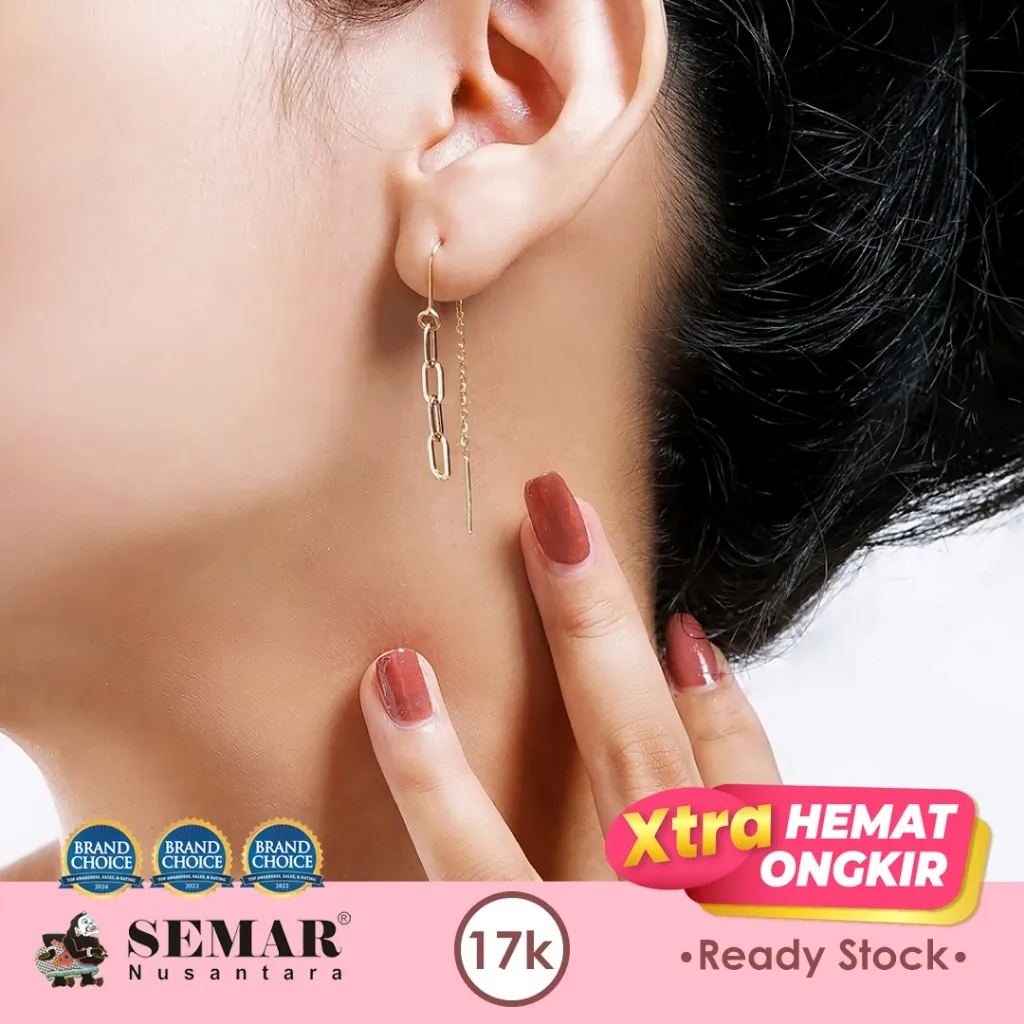 Anting Emas Slundup Rantai Naura Gold 17K Semar Nusantara