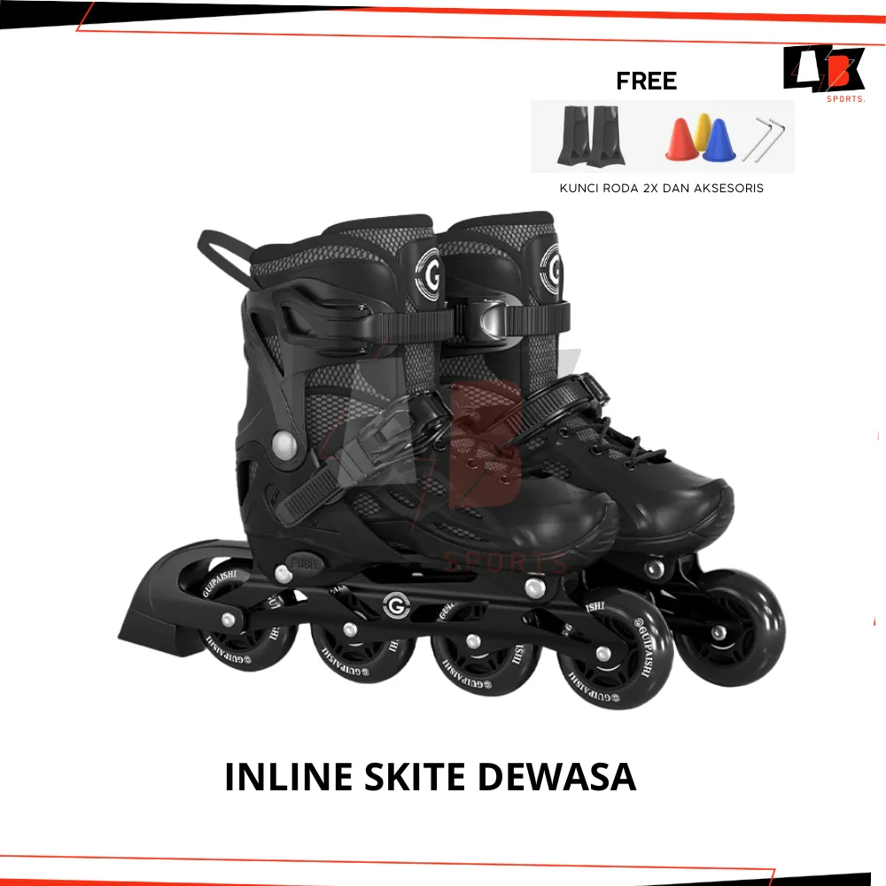 ABSPORTS - Skite Inline Kunci Roda 2x Dan Aksesoris / Sepatu Roda Dewasa Inline Roda Full Karet