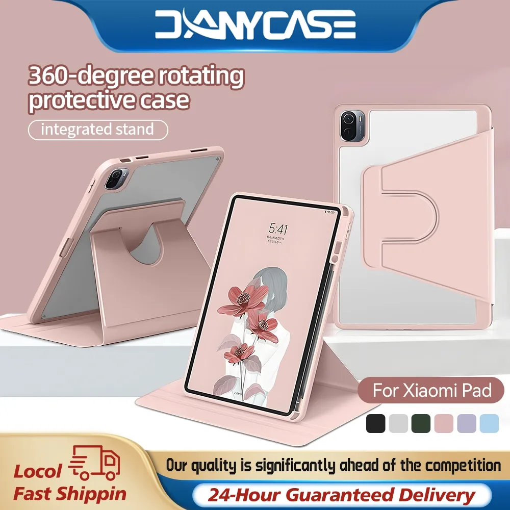 DANYCASE 720°Rotate Flip Case Redmi Pad 2 11"/Redmi Pad 2 Pro 12.1"/Xiaomi Pad 8/8 Pro Xiaomi Pad 7/7 pro Redmi pad SE 11”/Xiaomi pad poco 12.1" Xiaomi Pad 6/6 pro/5/5 pro Smart Auto Lock Transparent Cover