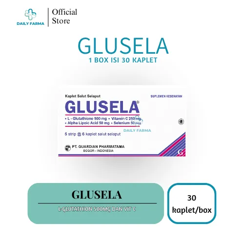 GLUSELA SUPLEMEN KESEHATAN I L-GLUTATHION 500MG - PER BOX @ 30 KAPLET