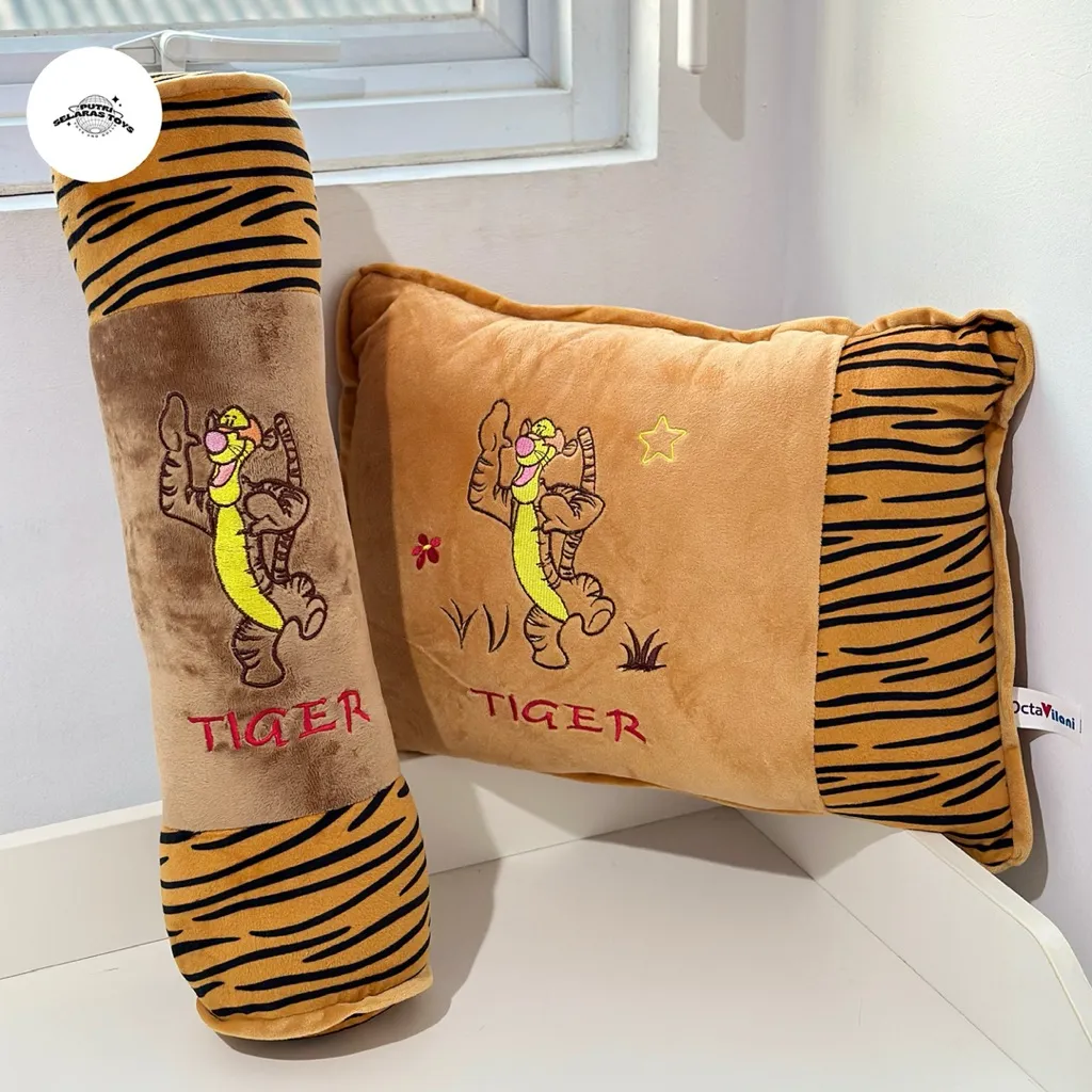 [1 Set] Bantal & Guling Printing Karakter - Toys Doll Mainan Anak Tiger Leopard Giraffe Cow Hello Kitty Doraemon Mickey Minnie Mouse
