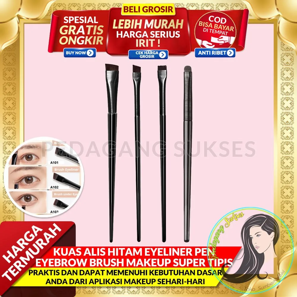 GROSIR PASTI MURAH Kuas Alis Hitam Eyeliner Pen Eyebrow Brush Makeup Super Tipis Alat Makeup Kecantikan Brushes