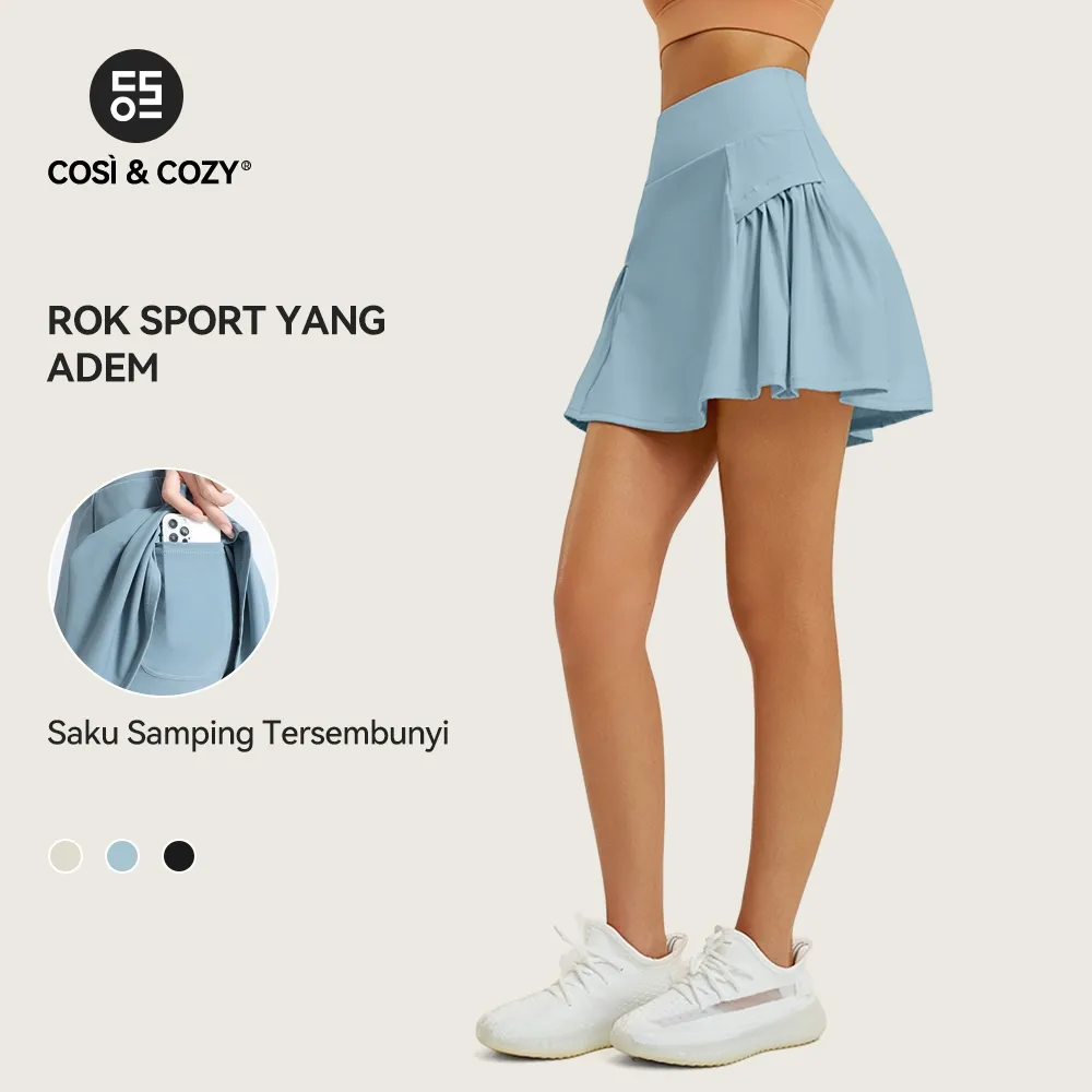 COSI COZY Rok Skirt Olahraga Wanita untuk Tenis dan Golf dengan Kantong dan Lipatan Padel