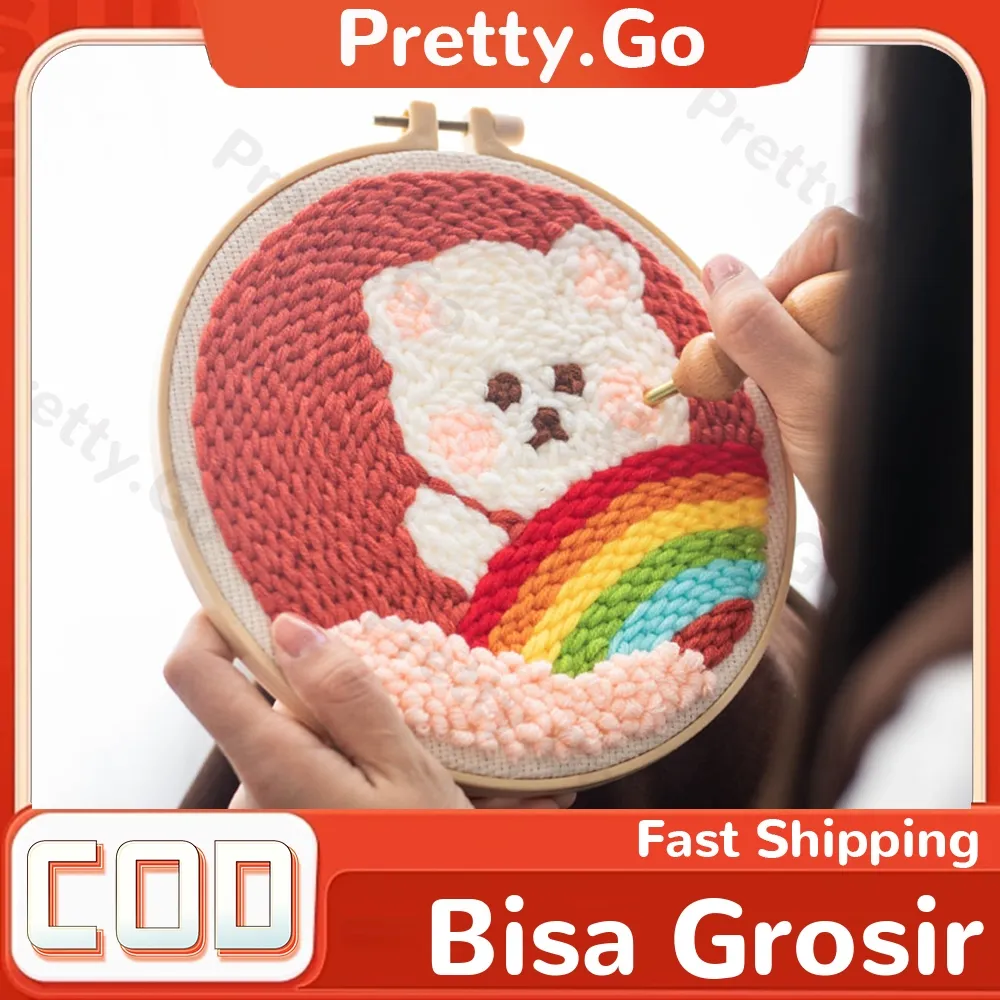 DIY Paket Sulam Tangan Set / Punch Needle Embroidery Kit Lengkap DIY Paket Sulam Menyulam Paket Sulam Kit Menyulam
