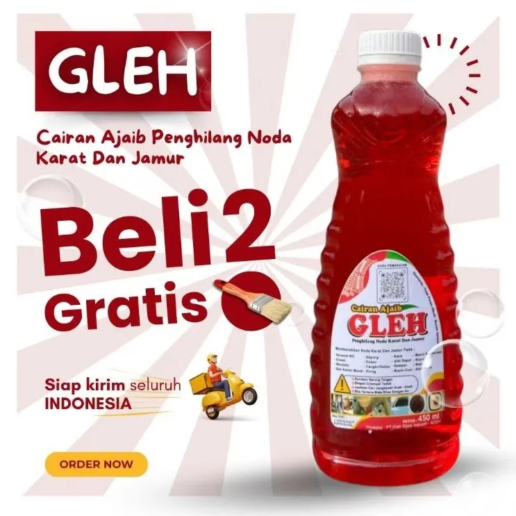 [Beli 2 FREE Kuas] GLEH CAIRAN AJAIB PENGHILANG NODA KARAT JAMUR KERAK MEMBANDEL PEMBERSIH SERBAGUNA