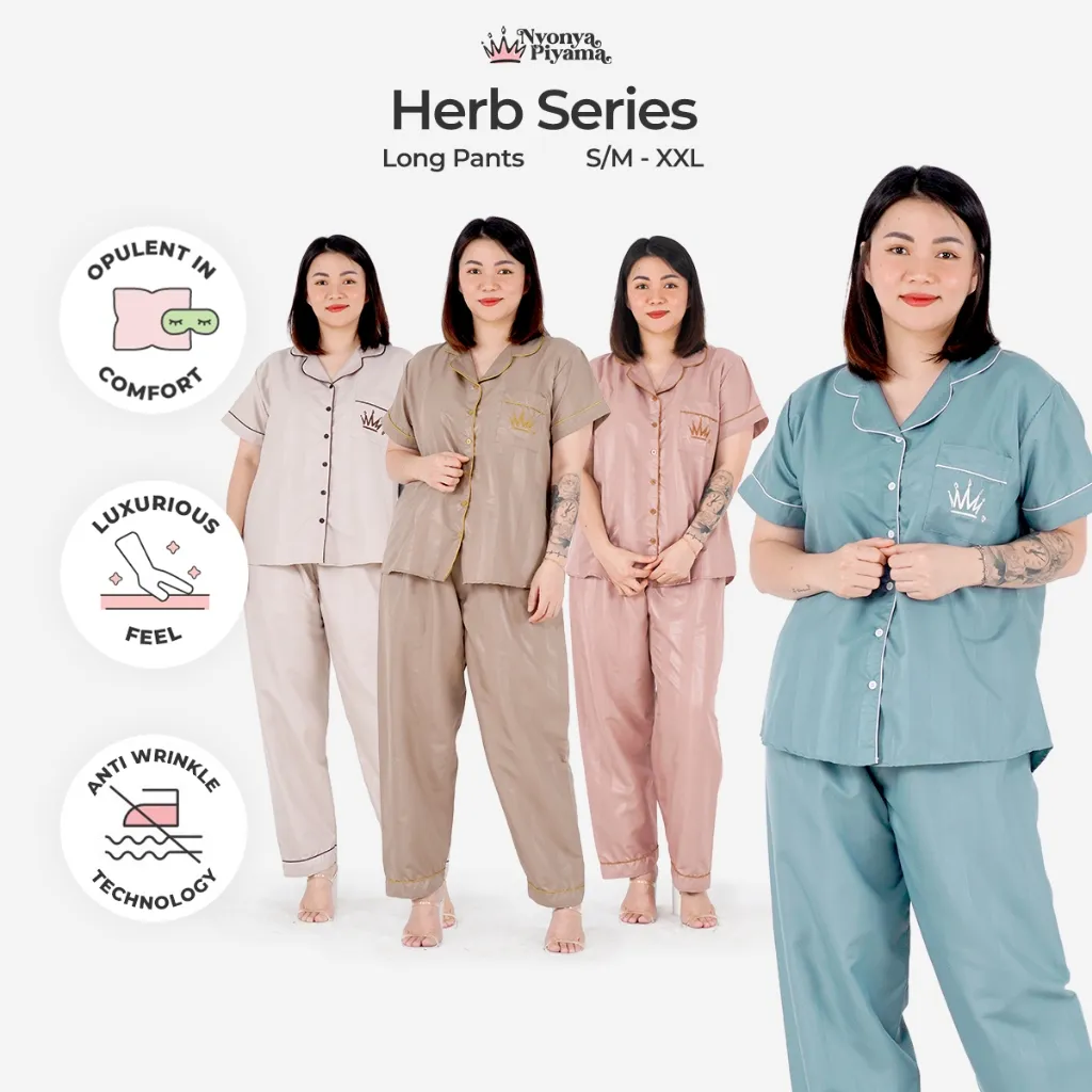 [BEST SELLER] Nyonya Piyama Herb Series Pajamas Poly Bamboo Set Celana Panjang