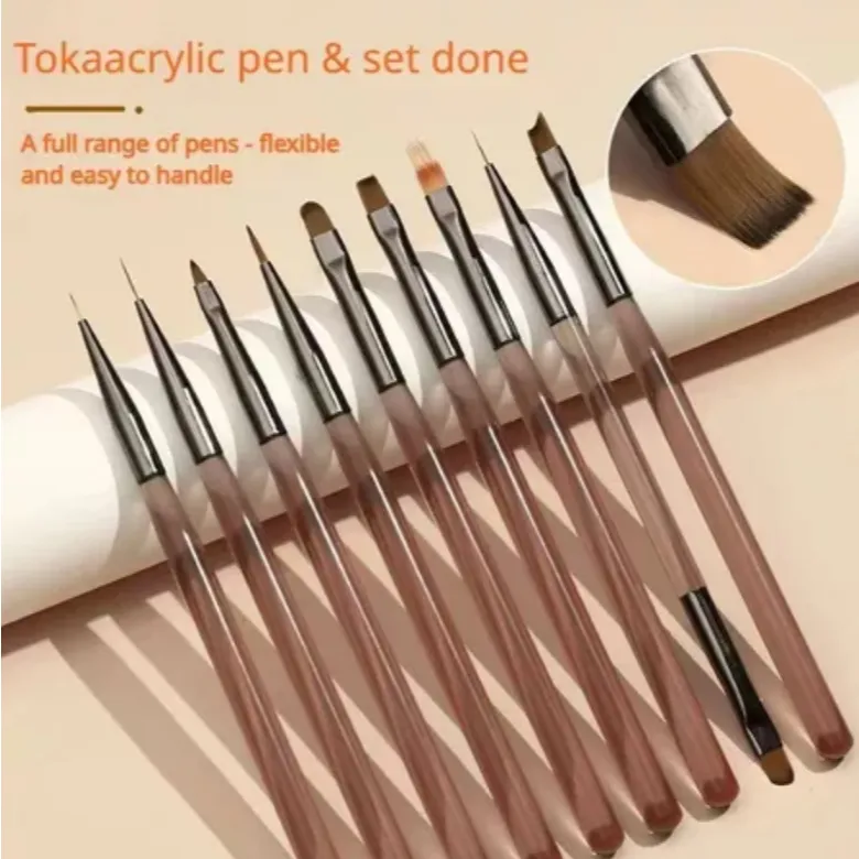 Brush Nail Art Premium Japanese Style 1 set isi 9pcs Kuas Nail Art Premium isi 9pcs Brush liner Ombre Brush Kuas Nail Art
