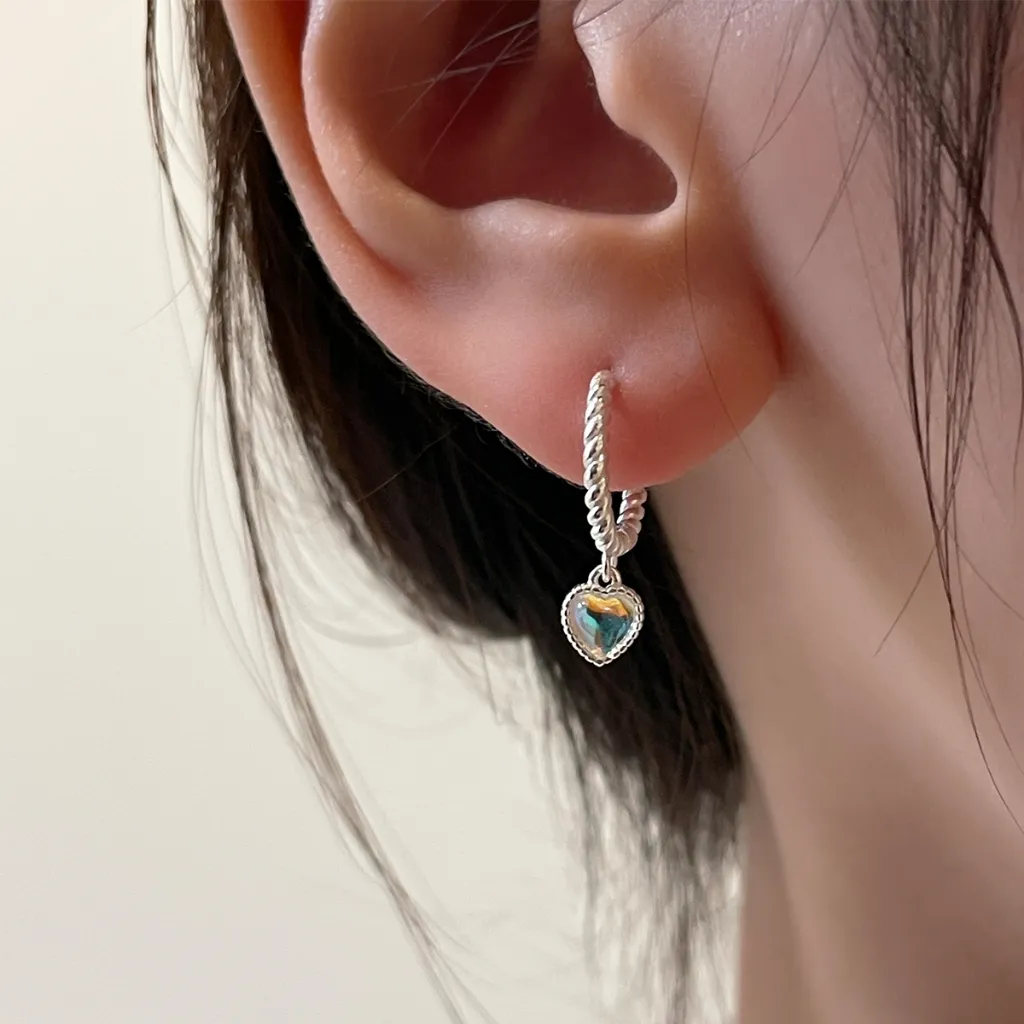 Ear Partner Anting wanita Perak murni 999 Sederhana gaya Hong Kong anting batu bulan