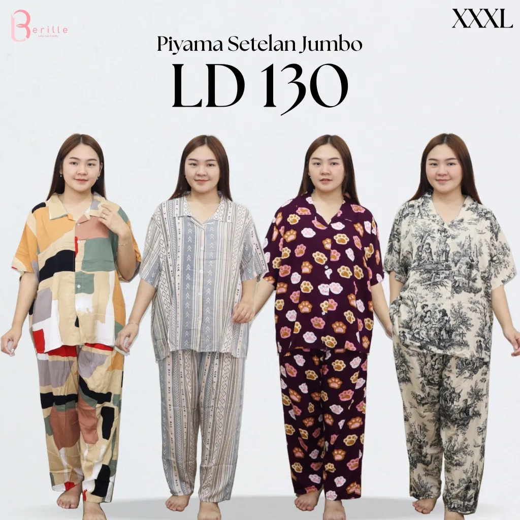 Berille Piyama Set Celana Panjang Rayon Premium Jumbo Motif LD 130cm