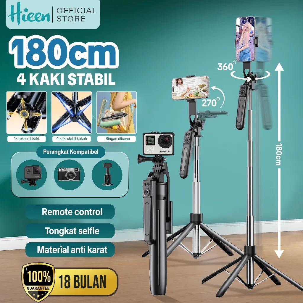 Hieen Tripod TR16S Remote Control Bluetooth Hand Stabilizier Stainless Steel 4 Kaki Stabil