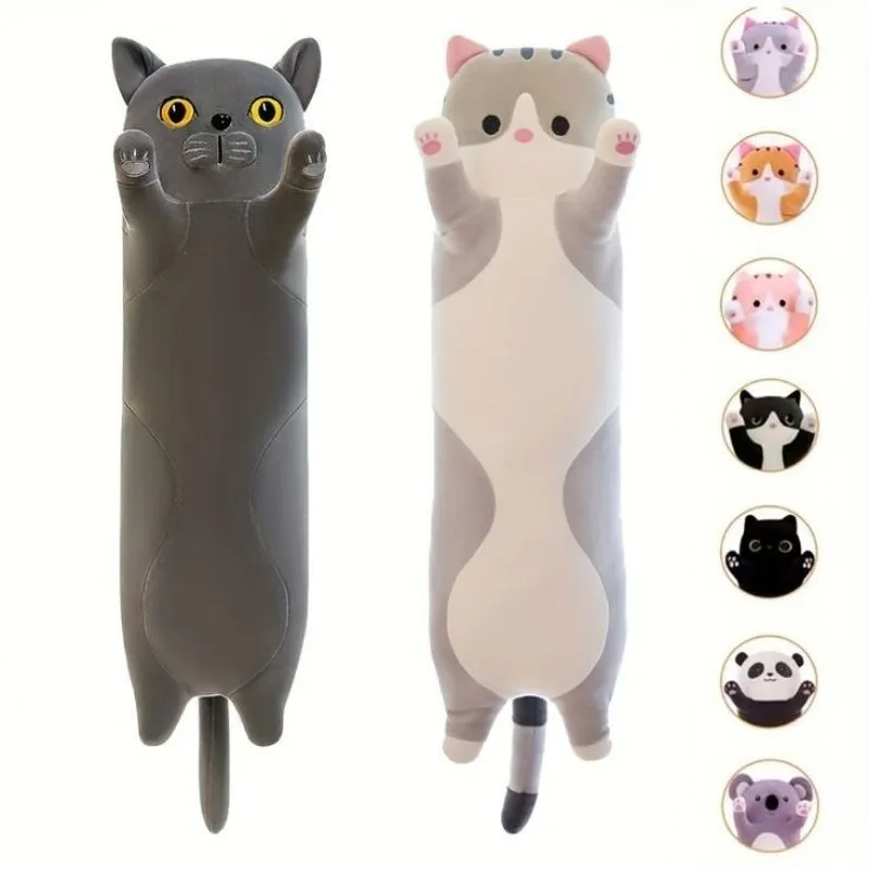 (PROMO) 60cm Boneka Guling Kucing Lucu Bantal Mainan Kado Anak laki-Laki dan Perempuan