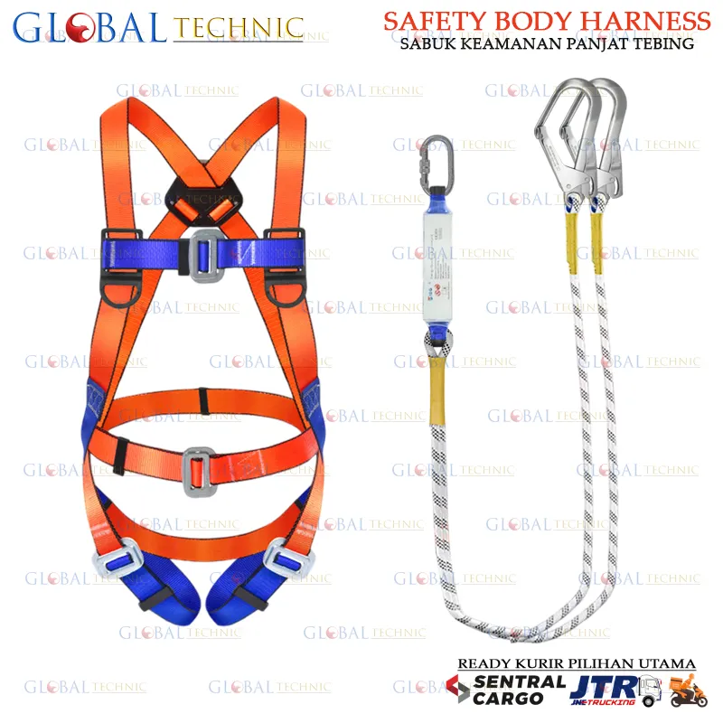 Safety Body Harness Climbing Big Hook Lanyard With Belt / Sabuk Perlindungan Keselamatan