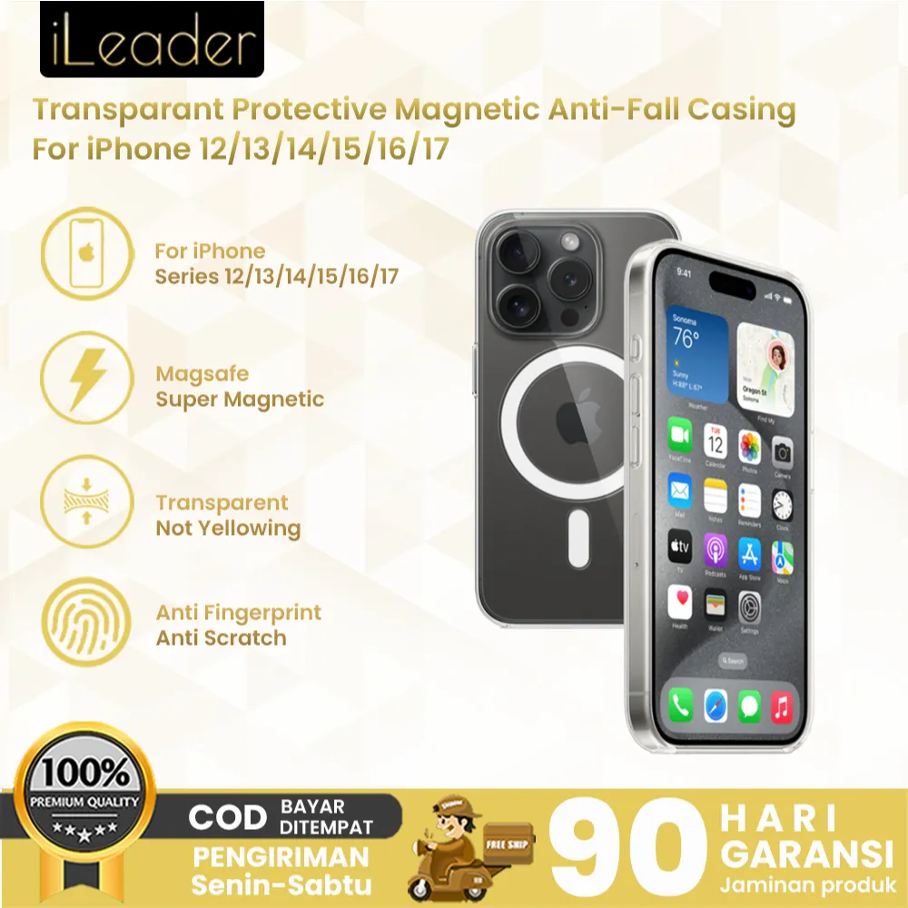 iLeader iPhone 17 16 12 13 14 15 plus pro max Ultra Series Transparant Clear Case with MagSafe Protective Magnetic Charging Protector Camera Kamera Anti-Fall Casing Kulit Pelindung Anti Jatuh Pengisian Daya Magnetik