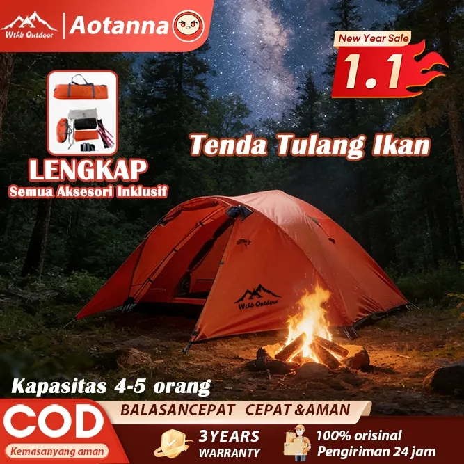 Tenda dome camping Tenda compass fiber 5-6 orang double layer tenda compas fibre waterproof tenda lwy compas